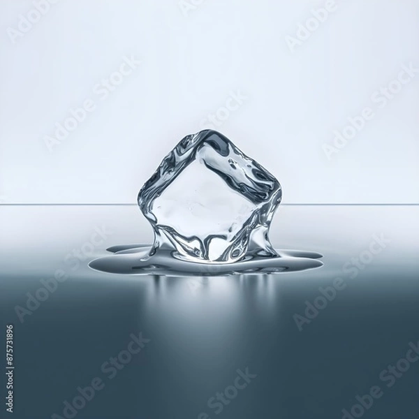 Obraz PNG One melting ice cube white white background freezing.
