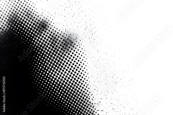 Obraz Abstract black and white halftone pattern with gradient transition.