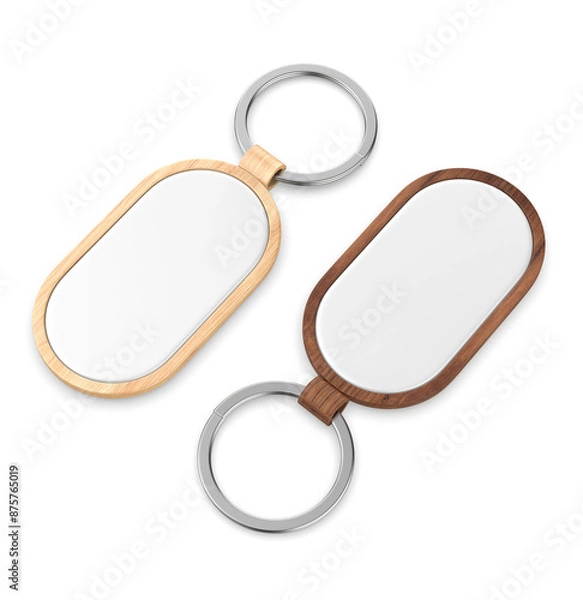 Fototapeta Blank pendant key chain template mockup 3d render illustration.