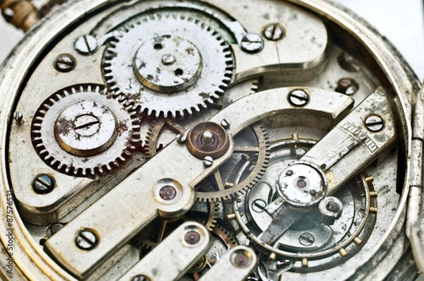 Obraz Cogwheels Inside Oldest Clockwork Macro