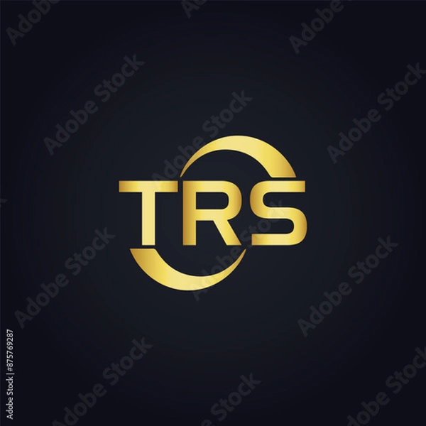 Obraz TRS logo. T R S design. White TRS letter. TRS, T R S letter logo design. T R S letter logo design in GOLD, GOLDEN LOGO, THREE, style. letter logo set in one artboard. T R S letter logo vector design.