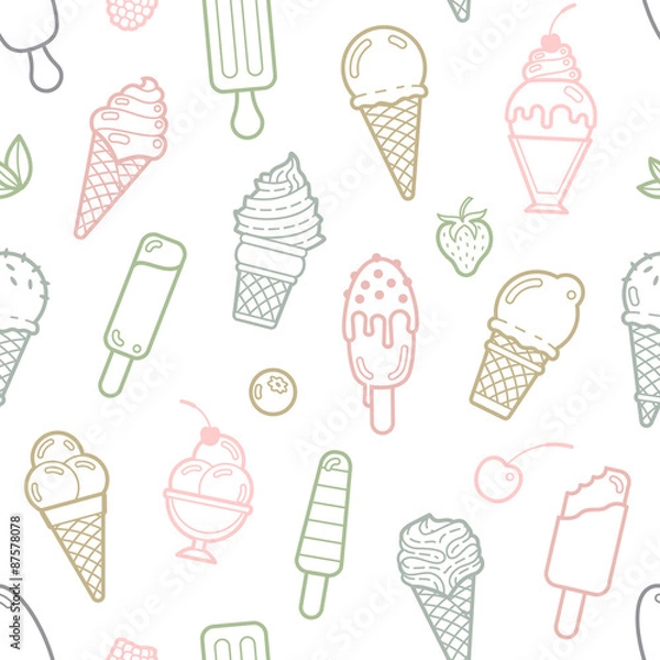 Obraz Vector cute pastel ice cream seamless pattern