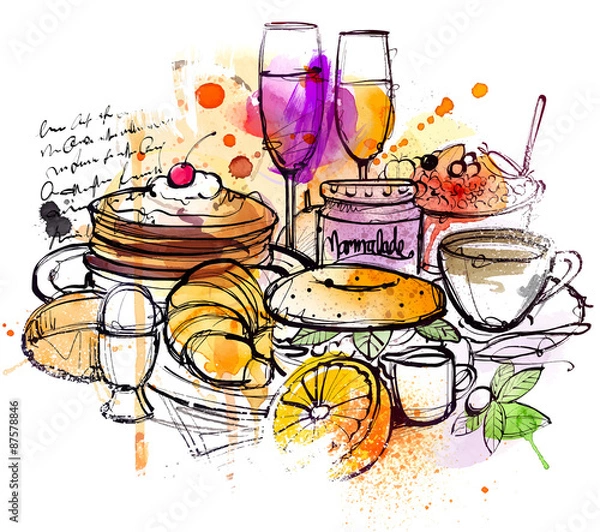 Fototapeta Breakfast Sketch