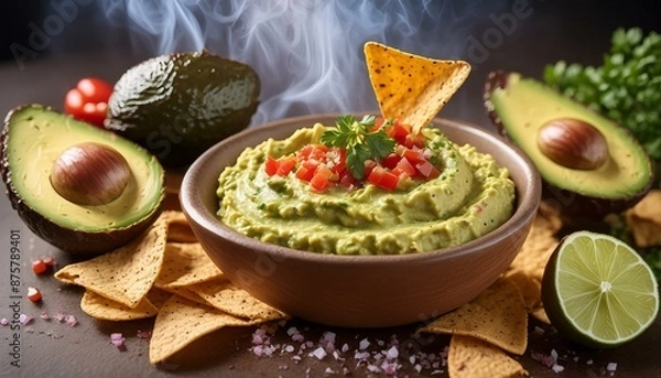 Fototapeta creamy and flavorful dip made from mashed avocado