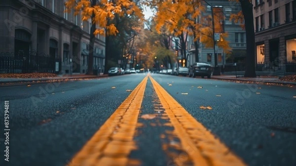 Obraz Wet Asphalt Street at Dusk