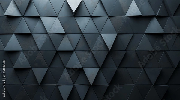 Fototapeta Background made of triangular tiled wallpaper in black, convex and concave. Smooth lines, pure colors, Pantone style. Natural light, global illumination.