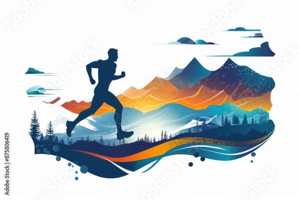 Fototapeta Athletic Man Running in City Vector