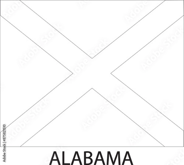 Fototapeta Alabama Flag, United States Flags, Black and White Image, Vector Image, Color Book design