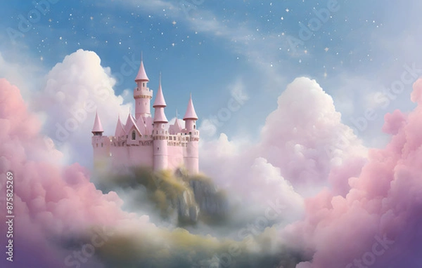 Obraz Dreamy Cloud Castle background. Generative AI.