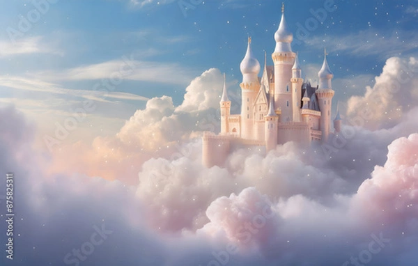 Fototapeta Dreamy Cloud Castle background. Generative AI.
