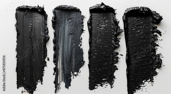Fototapeta Four black paint strokes on white, versatile for design