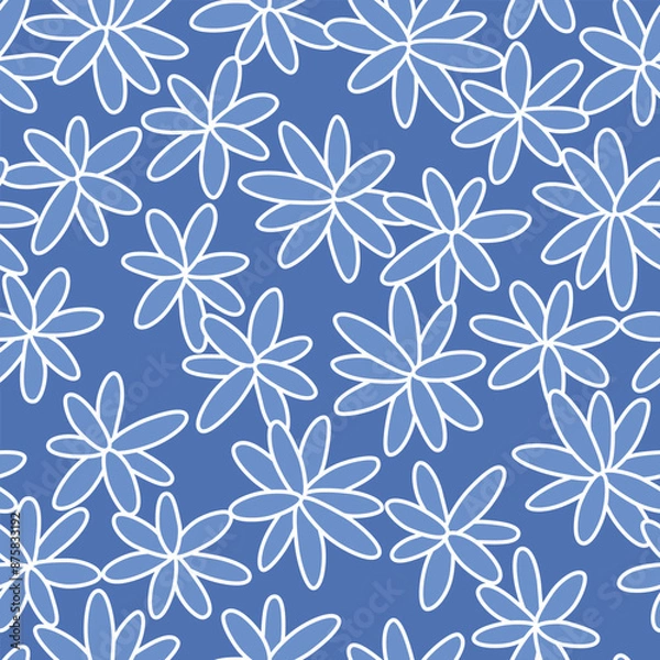 Fototapeta Japanese Pretty Star Flower Fall Vector Seamless Pattern