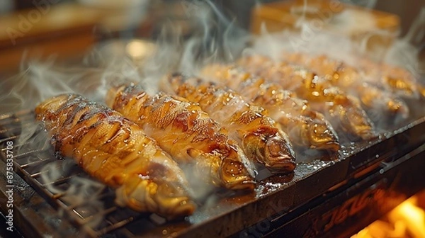 Obraz Grilled Fish with Smoke