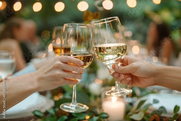 Obraz Toasting with Wine at a Romantic Dinner