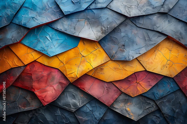 Obraz Vibrant Geometric Abstract Art - Blue & Yellow Canvas