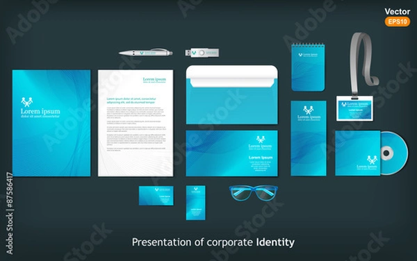 Obraz Stationery template design with waves. 