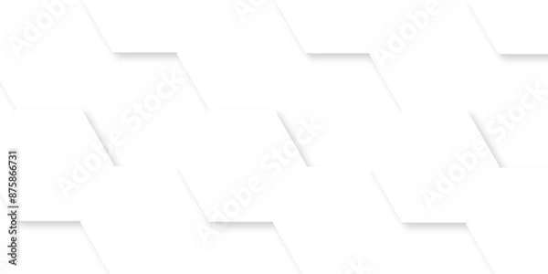 Fototapeta Abstract white 3d hexagon creative grid honeycomb structure mosaic pattern background. luxury minimal technology network abstraction tech digital tile vector wall banner surface polygon background.
