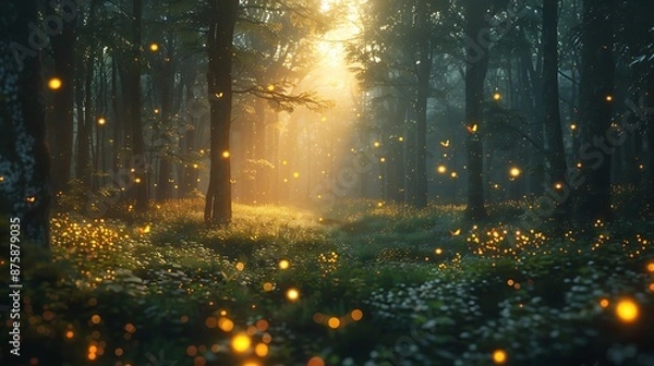 Fototapeta sunset in the forest