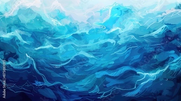 Obraz Abstract Ocean Waves in Deep Blue Tones