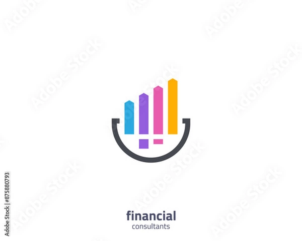 Obraz Colorful chart financial logo flat