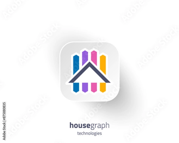 Fototapeta Creative house with colorful graphic chart logo