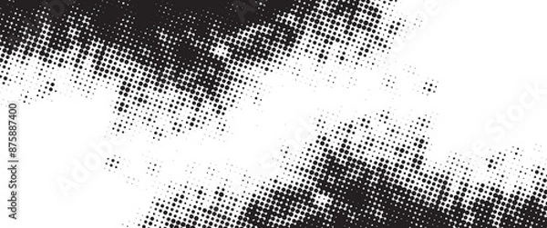 Fototapeta Halftone noise texture. Grunge dirty speckles, spots, dots background. Black and white grit sand grain wallpaper