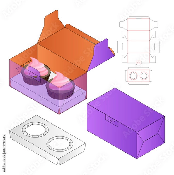 Fototapeta Box packaging die cut template design. 3d mock-up