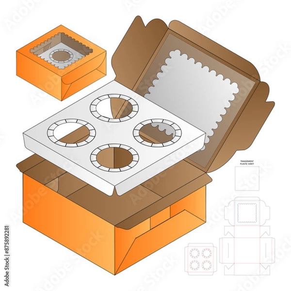 Fototapeta Box packaging die cut template design. 3d mock-up