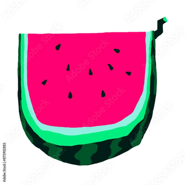 Obraz Hand drawing of ripe red watermelon cut in half