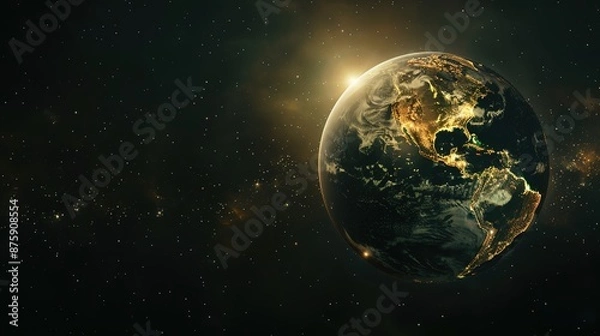 Fototapeta Illuminated 3D Globe Floating in Space - Futuristic and Scientific Concept