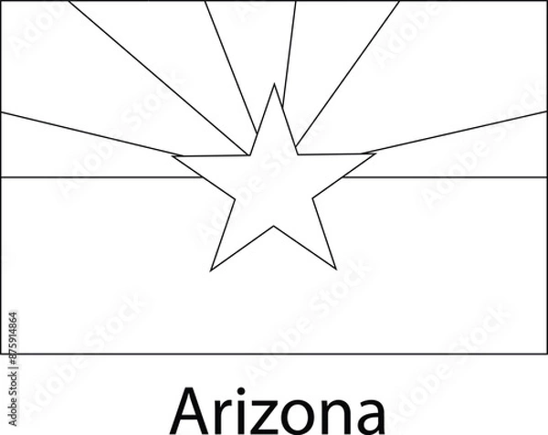 Fototapeta Arizona Flag, United States Flag, Vector image, Editable design, shape, Illustrator file, Coloring Book