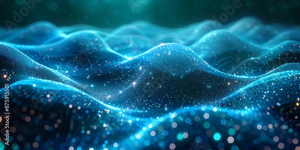 Fototapeta Cybersecurity Abstract Art: Vibrant Blues & Greens