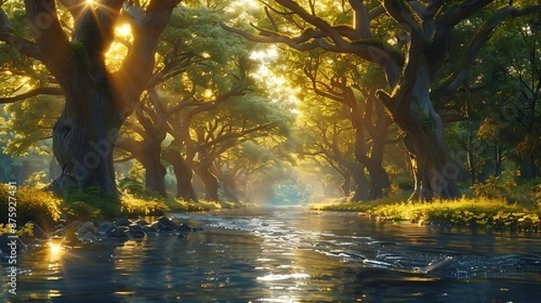 Obraz autumn forest in the morning