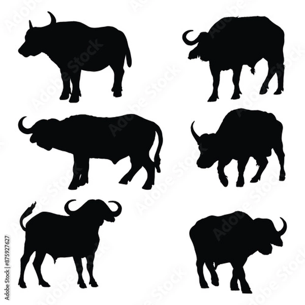 Obraz Buffalo Silhouette Vector Illustration Bundle