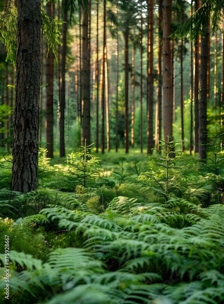Fototapeta Sunlight through the Forest Trees