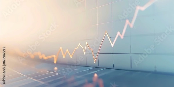 Obraz Single line graph rising on a clean, light backdrop, indicating market ascent.