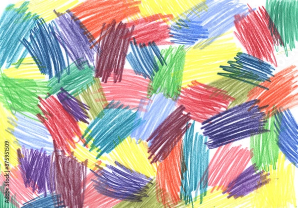 Fototapeta Abstract background. Colorful strokes with wax crayons