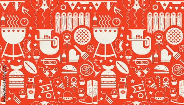 Fototapeta Background with BBQ symbols