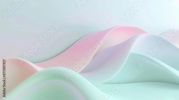 Fototapeta Gradient pastel smooth abstract background with soft transitions and light hues, perfect for elegant designs Isolated on a white backdrop, ample copy space, 3d render