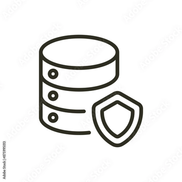 Fototapeta Database outline icon. Data file protection vector icon. Database security server storage illustration image