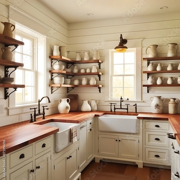 Fototapeta modern kitchen interior with kitchen