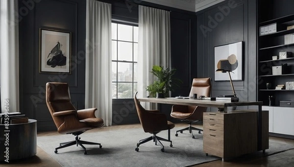 Obraz Minimalist office workspace with sleek design