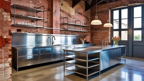 Fototapeta modern kitchen interior with kitchen