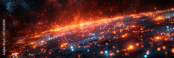 Fototapeta Futuristic AI Concept Banner - Copper Neon Abstract Design