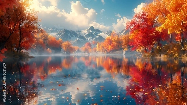 Obraz sunset over the river