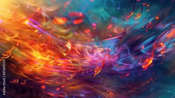 Fototapeta Harmony in Colors: Soft-focus Abstract Background of Swirling Colors Resembling Musical Notes