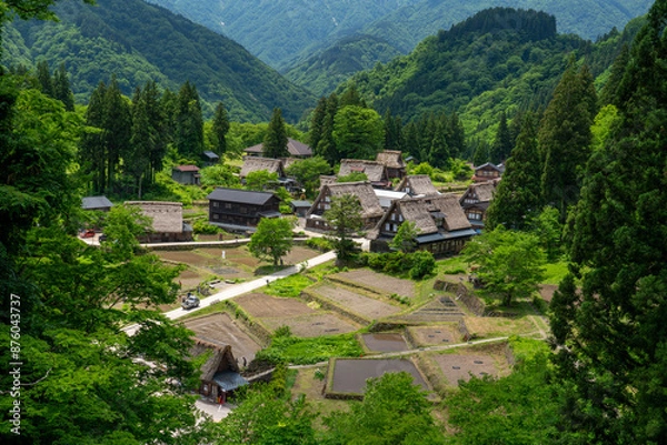 Obraz 世界遺産 初夏の五箇山 相倉合掌造り集落