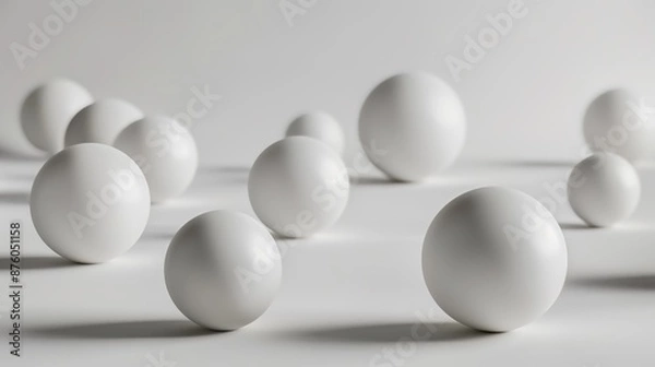 Fototapeta Serene Minimalism: Clustering Matte Spheres in Neutral Harmony