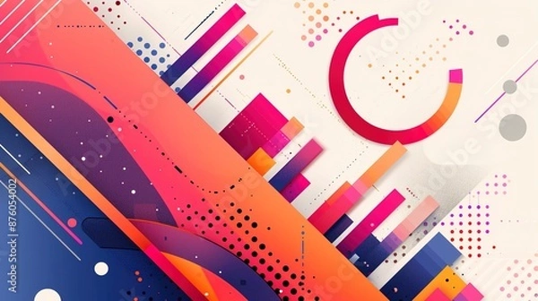 Fototapeta Dynamic Abstract Business Analysis Design with Layered Financial Graphics and Bold Colors