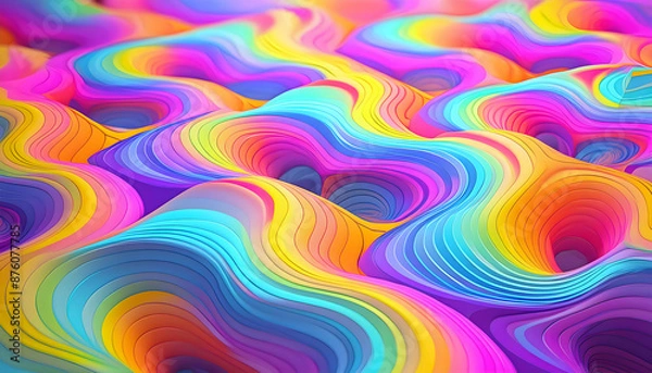 Obraz 3D art circle concepts, Abstract wavy background, waves patterns wallpaper, Generative AI.